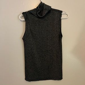 Sparkly grey sleeveless turtleneck